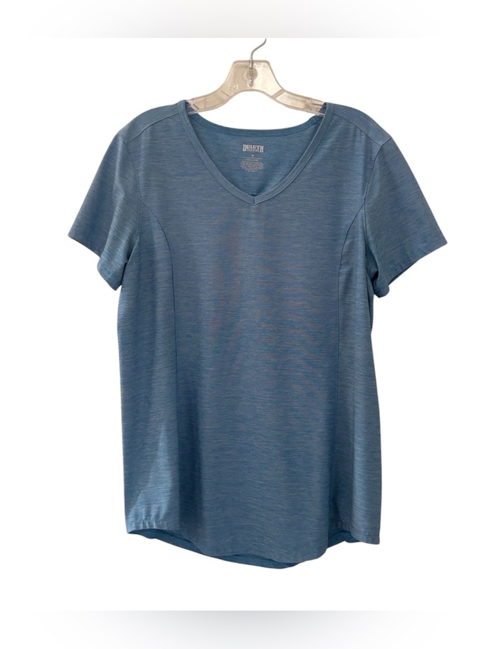 Duluth Trading Co Heathered Blue Short Sleeve V-Neck Tee Top